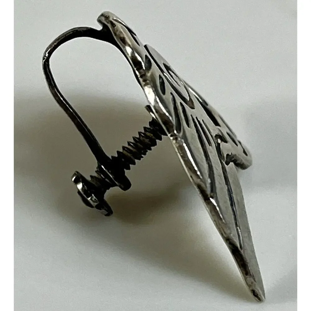 VTG Gutierrez Taxco RAM Skull Modernist Sterling Silver Earring/Brooch Mexico